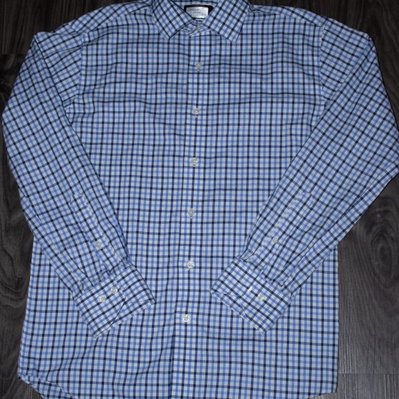 Lorenzo Uomo Men's Dress Shirt White Blue Plaid L - Picture 11 of 11